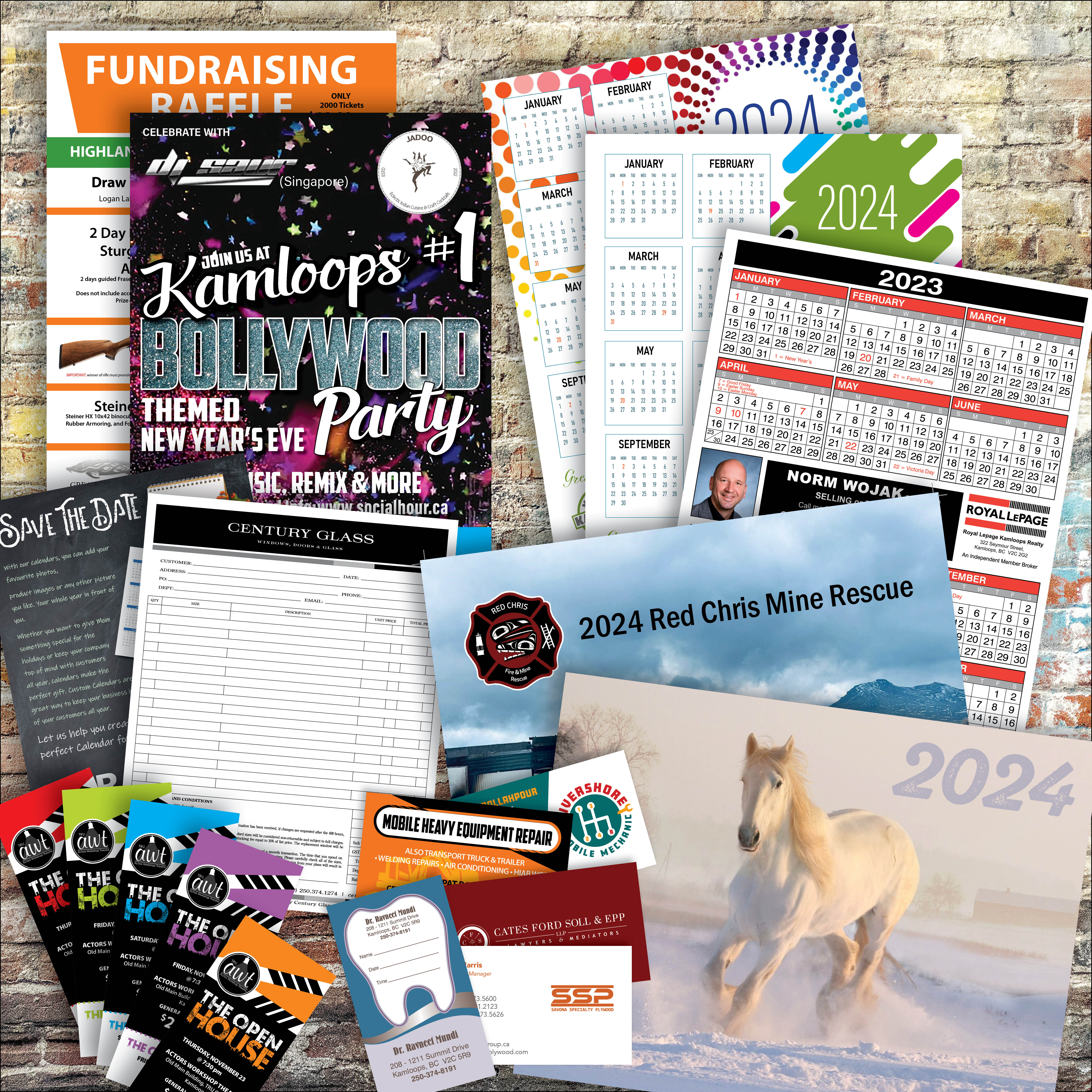 Business cards posters brochures envelopes forms Noran Pritning Promotional Marketing Local kamloops 
